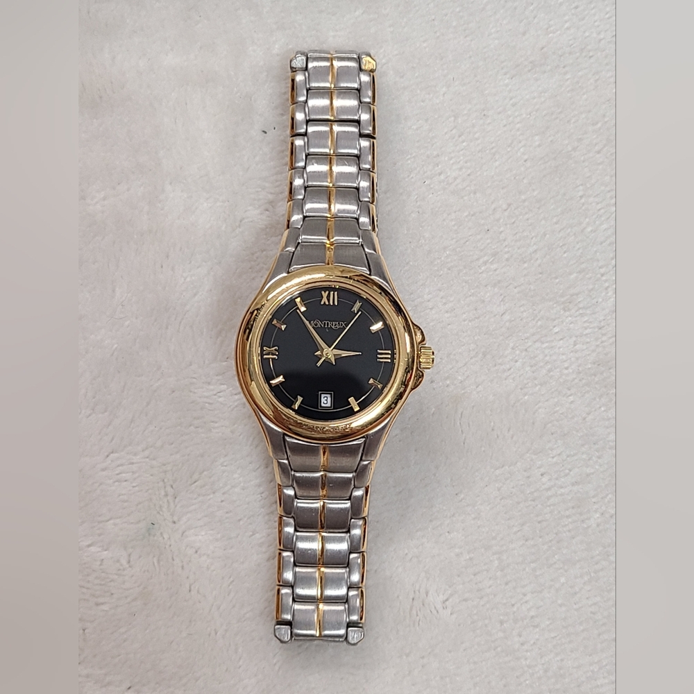Vintage Montreux Two Tone Black Face Watch